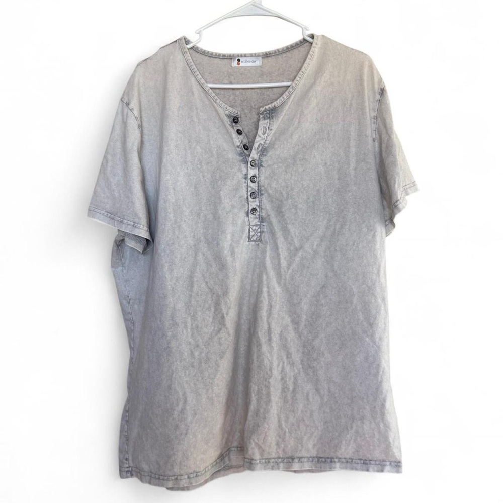 Men's Casual Gray Short Sleeve Henley